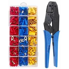 GENERICO - Kit Crimpadora Trinquete con 700 Terminales Aislados