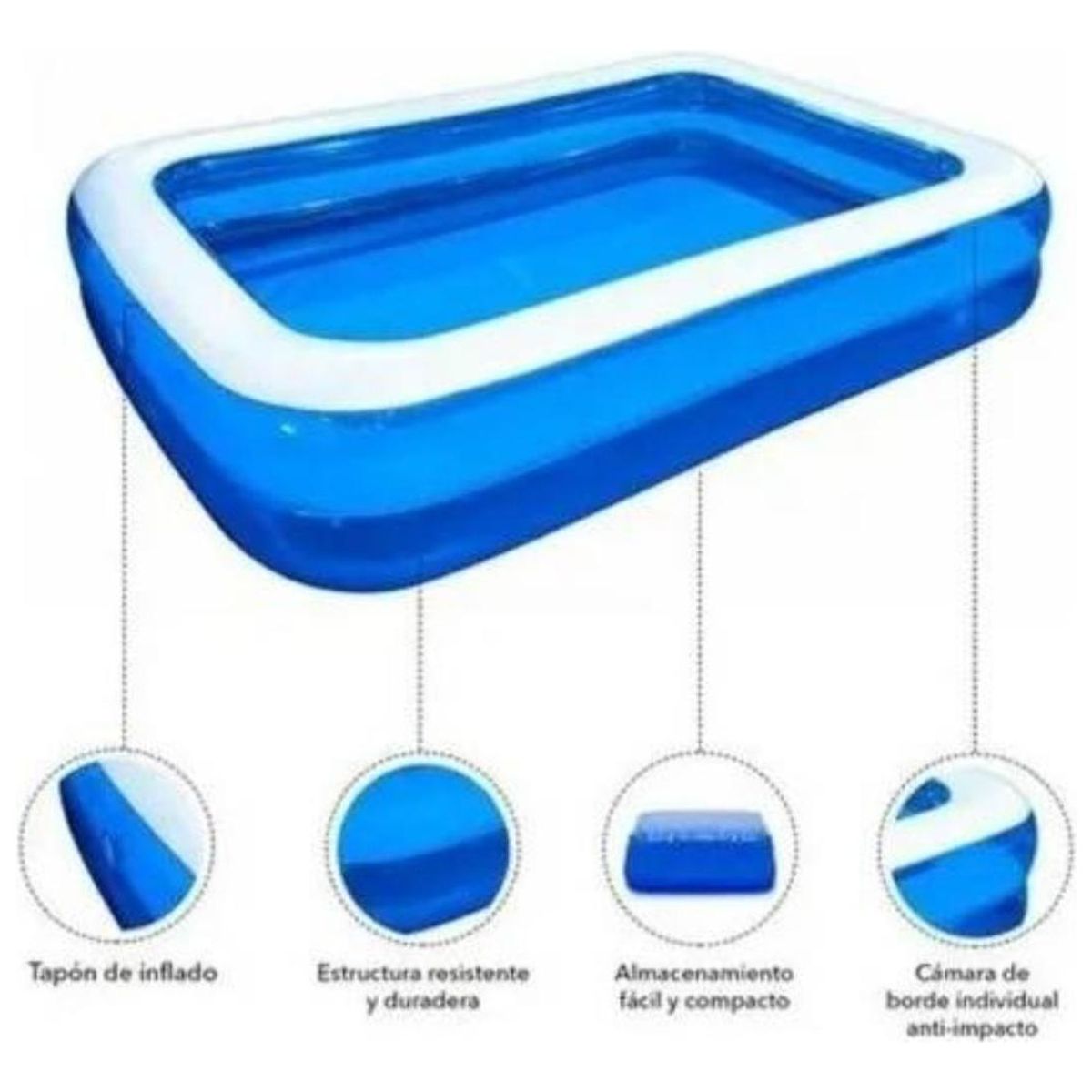 GENERICO - Piscina Inflable Familiar 260x175cm para Diversión Verano