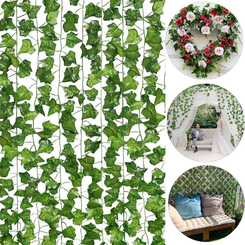 GENERICO - Pack 12 Tiras de Enredadera Artificial Verde para Decorar