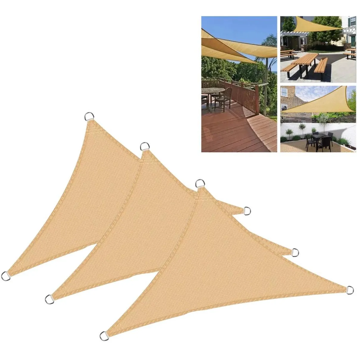 GENERICO - Pack de 3 Velas Sombra Triangular para Protección Solar