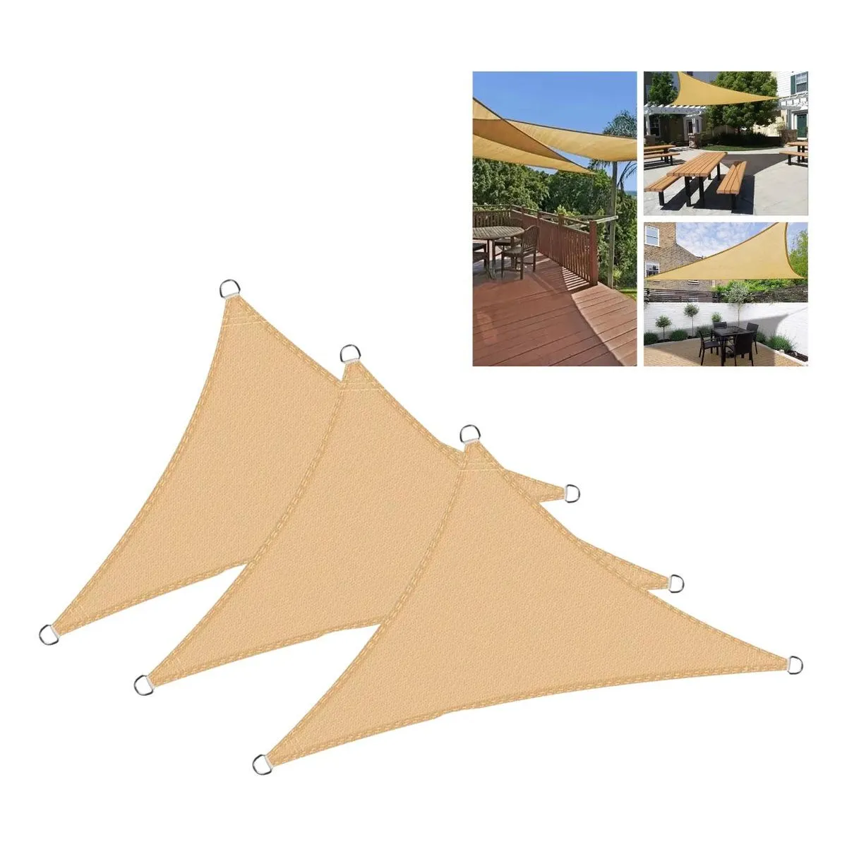 GENERICO - Pack de 3 Velas Sombra Triangular para Protección Solar