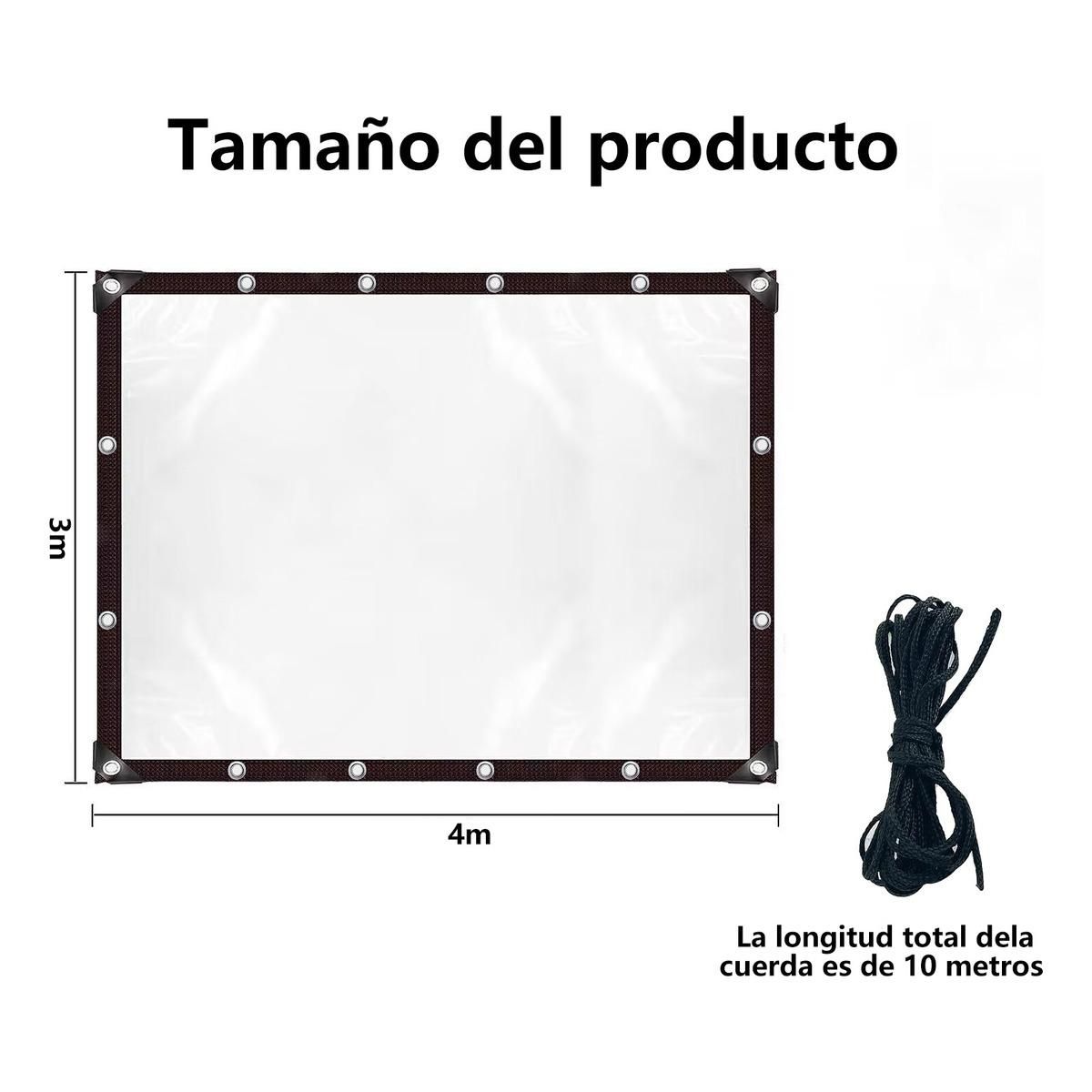 GENERICO - Lona Transparente Impermeable con Ojetillos y Cuerda 3x4m
