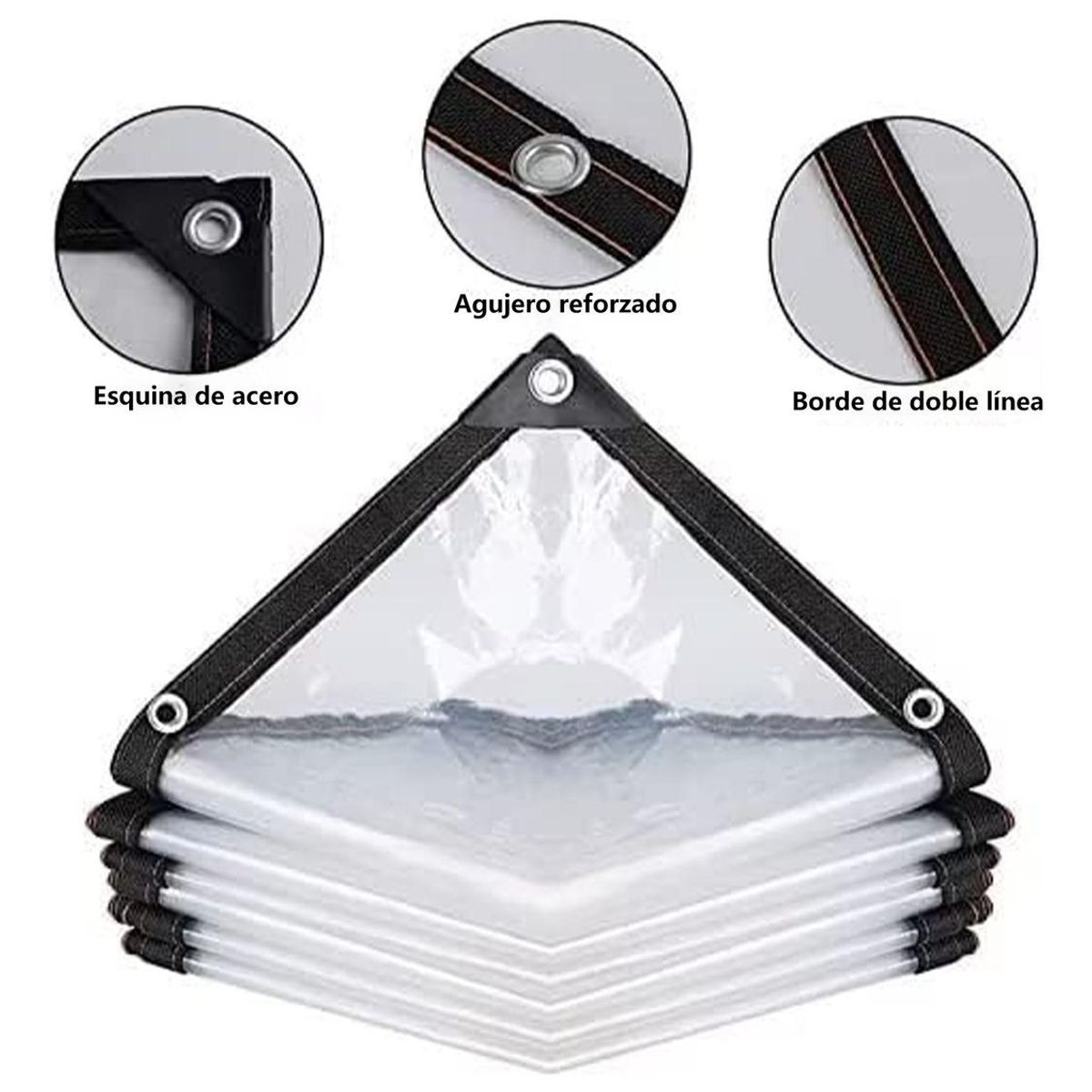 GENERICO - Lona Transparente Impermeable con Ojetillos y Cuerda 3x4m