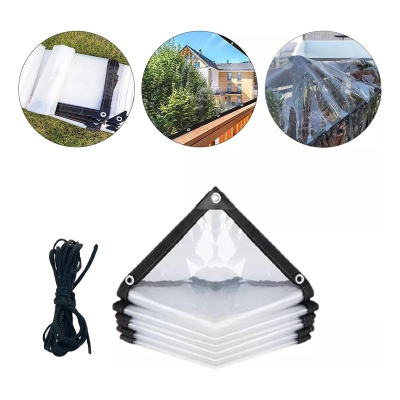 GENERICO - Lona Transparente Impermeable 2x6m con Ojales Metálicos