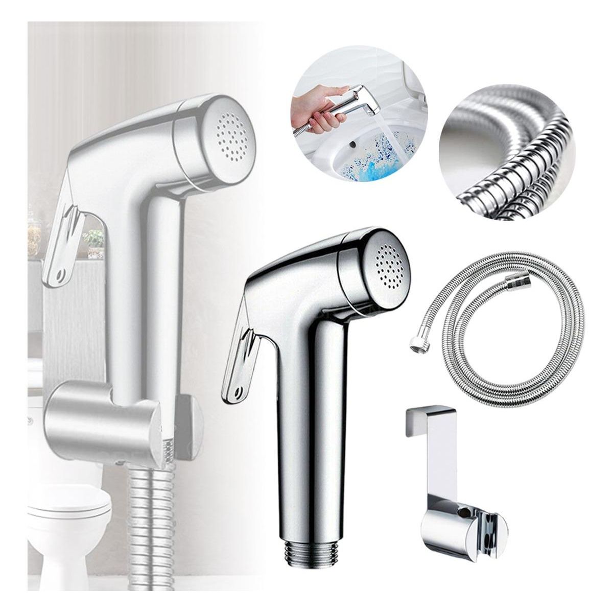 GENERICO - Ducha Bidet Ergonomica de Acero Inoxidable y Manguera