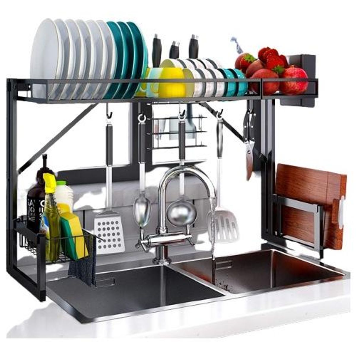 GENERICO - Escurridor de Platos Multifunional de Acero Inoxidable 2 Niveles