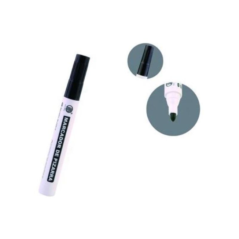 GENERICO - Pack de 12 Plumones Negras para Pizarra de 3mm