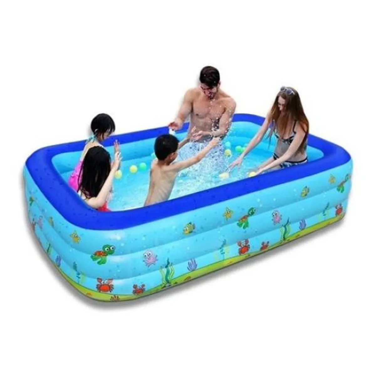 GENERICO - Piscina Inflable Cuadrada para Niños 150x100x50cm Azul