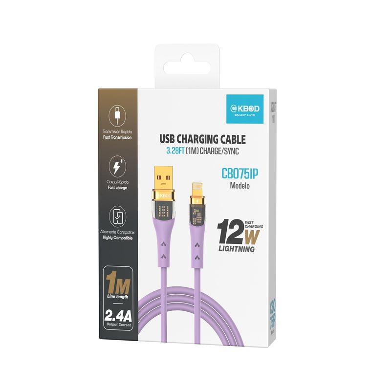 KBOD - Cable Para Carga y Datos Usb Para IP Kbod Cbo75 1 Metro 12W Lila