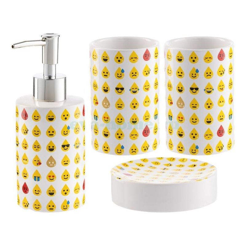 GENERICO - Set de Accesorios de Baño en Cerámica con Diseño Emoji