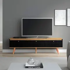 EXIT - Rack TV hasta 70 pulgadas 160x59x36 cm Negro - Memphis