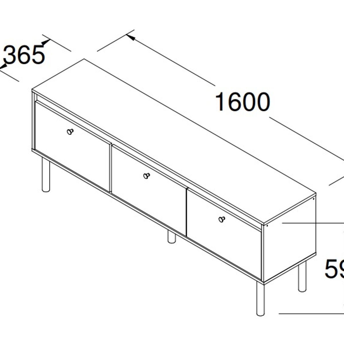 EXIT - Rack TV hasta 70 pulgadas, Memphis color blanco 160x59x365 cm