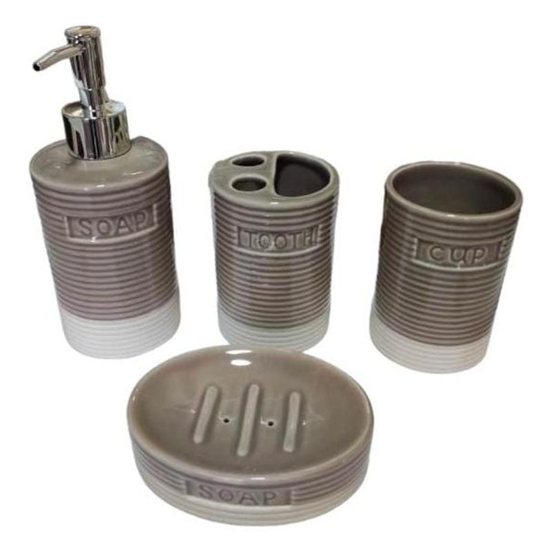 GENERICO - Accesorios de Baño en Cerámica - Set de 4 Elegantes Piezas