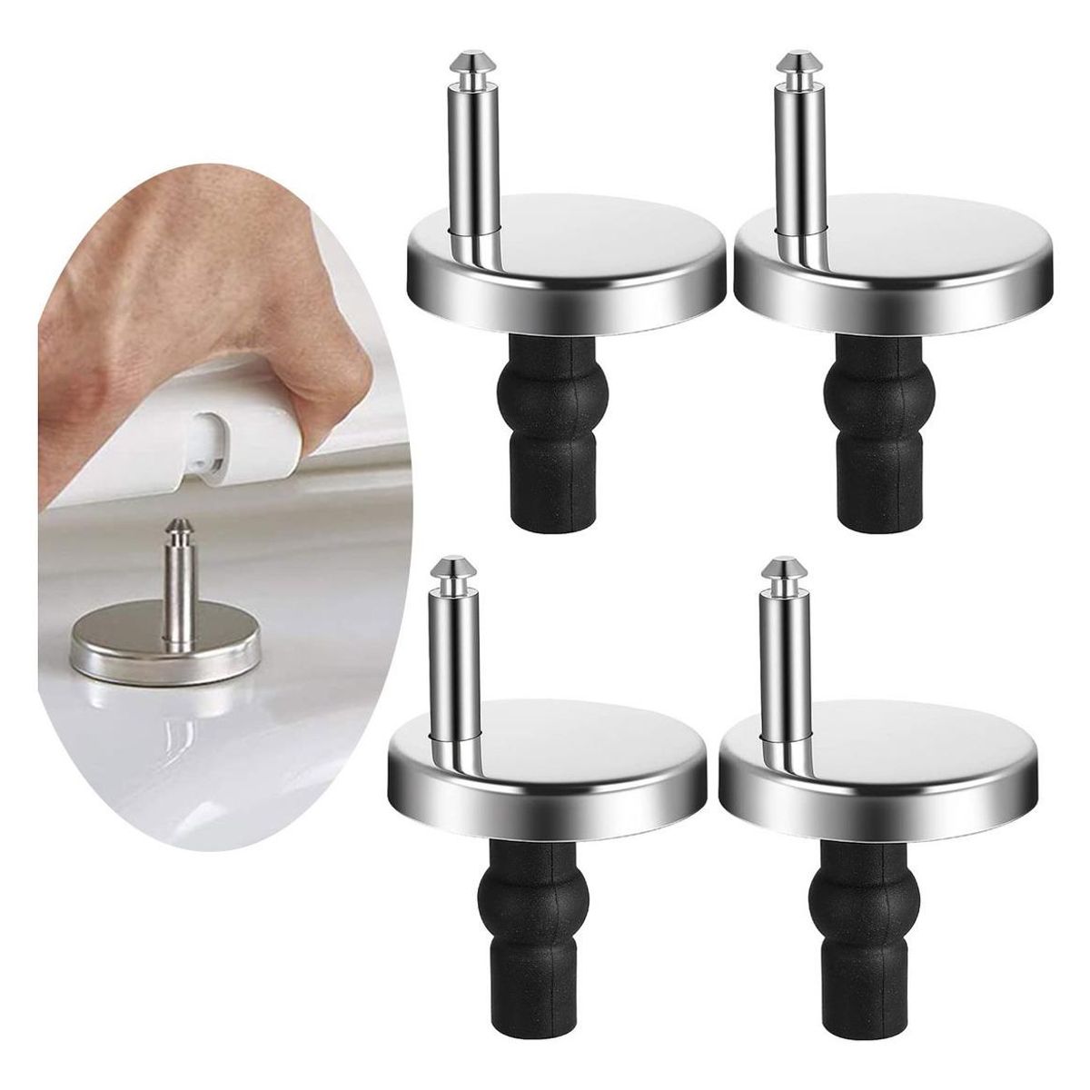 GENERICO - Juego de 4 Bisagras Fijas para Asientos de Inodoro Estándar