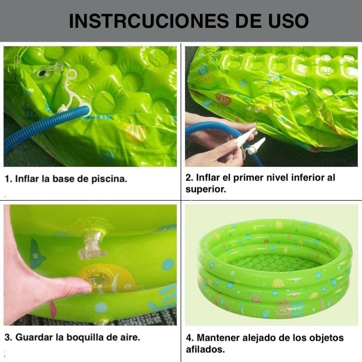 GENERICO - Divertida Piscina Inflable Infantil con Estampados Marinos 150x40 cm