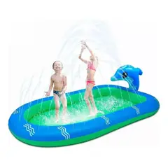 GENERICO - Divertida Piscina Inflable Ovalada con Chorro de Agua Infantil