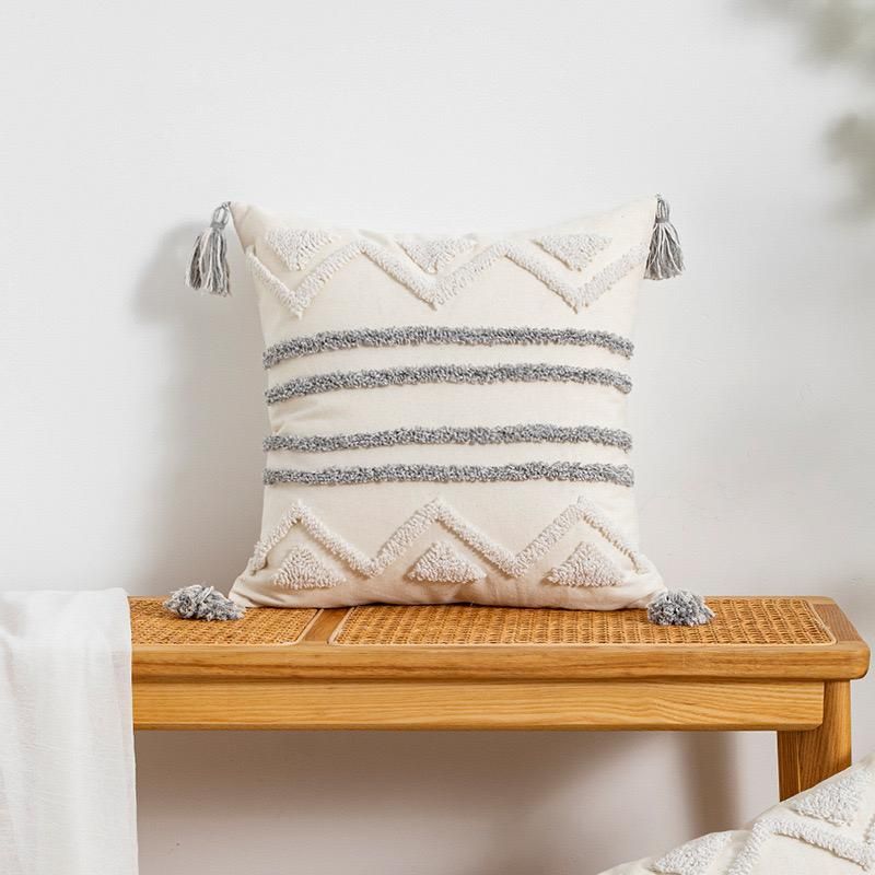 GENERICO - Funda Decorativa Boho Marroquí Algodón Cuadrada 45x45 cm