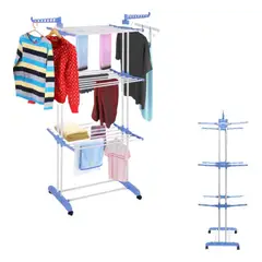 GENERICO - Tendedero Plegable Extensible de Ropa con 3 Niveles Móvil