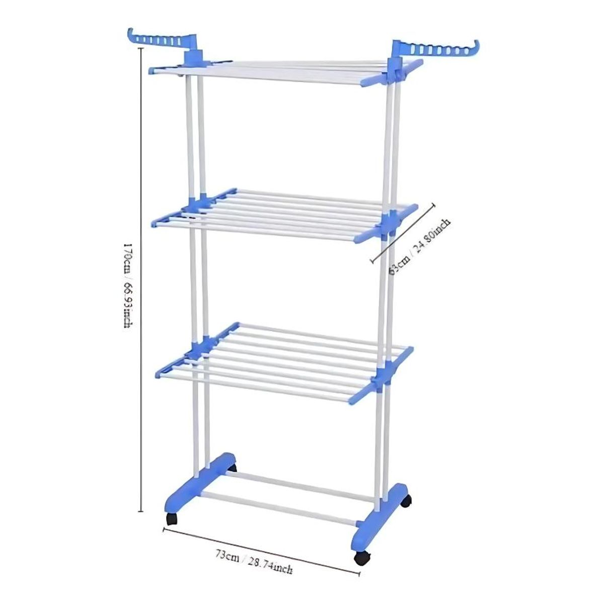 GENERICO - Tendedero Plegable de 3 Niveles con Ruedas y Diseño Compacto
