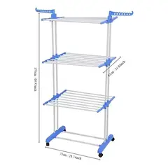 GENERICO - Tendedero Plegable de 3 Niveles con Ruedas y Diseño Compacto