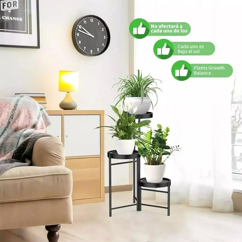 GENERICO - Soporte Desmontable de Metal para Plantas en Tres Niveles
