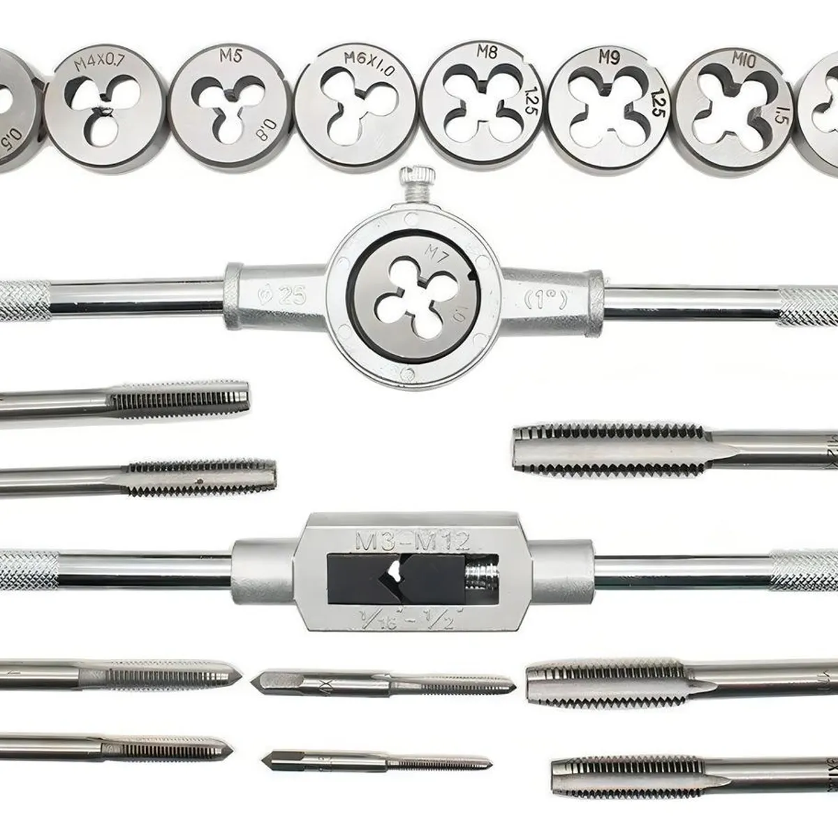 GENERICO - Set Completo de Terrajas Macho con 40 Piezas Metálicas