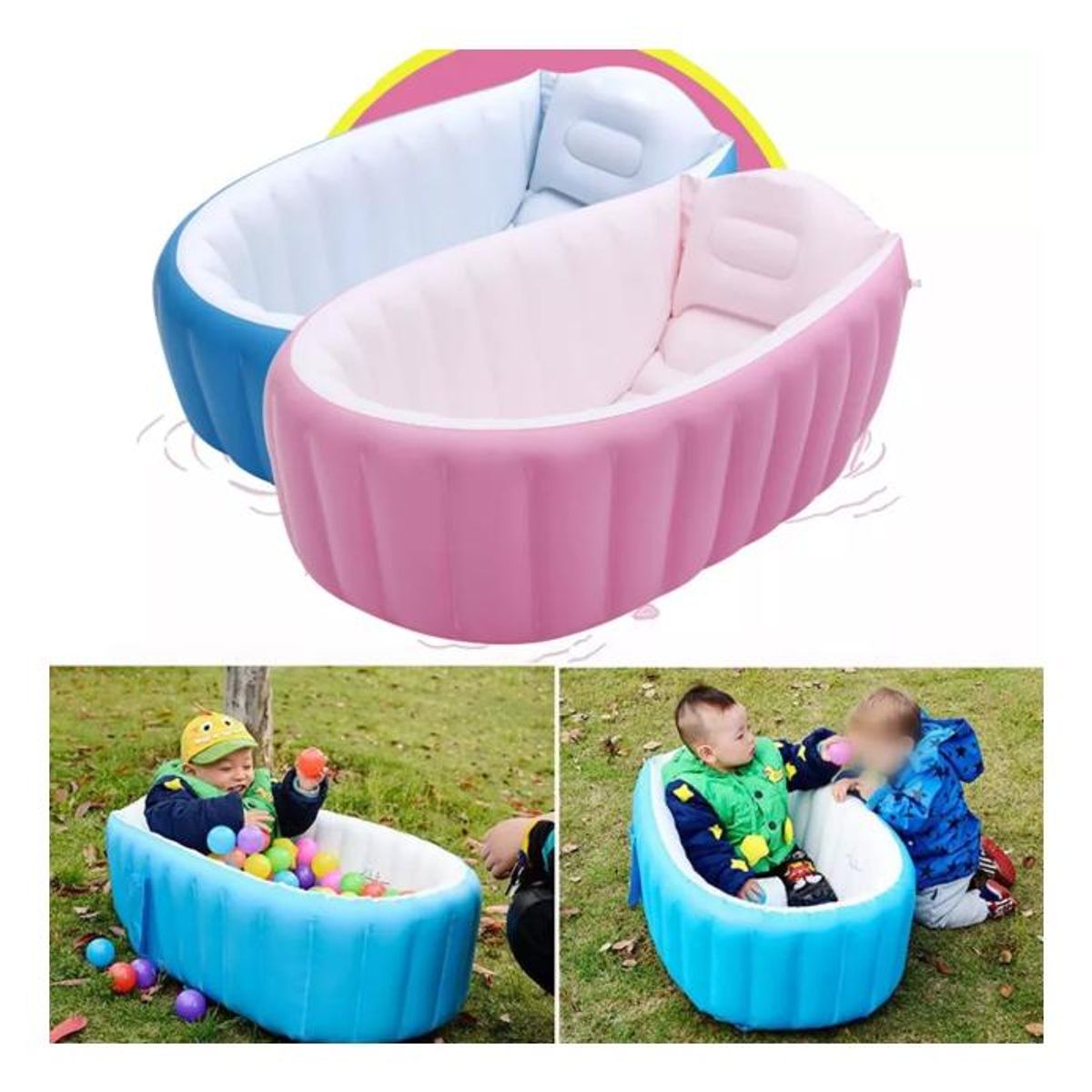 GENERICO - Bańera Inflable Plegable Segura y Antideslizante para Bebés