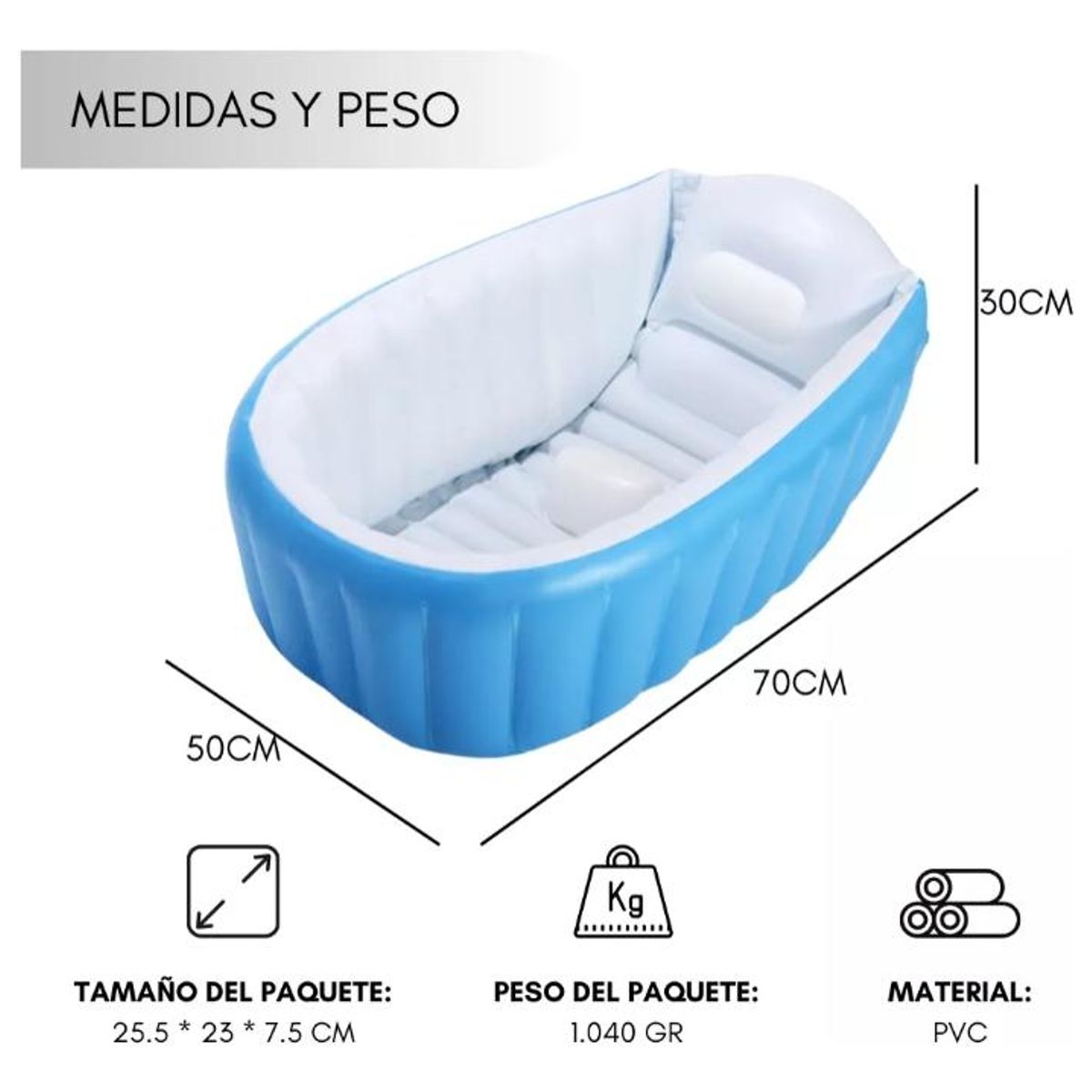 GENERICO - Bańera Inflable Plegable Segura y Antideslizante para Bebés