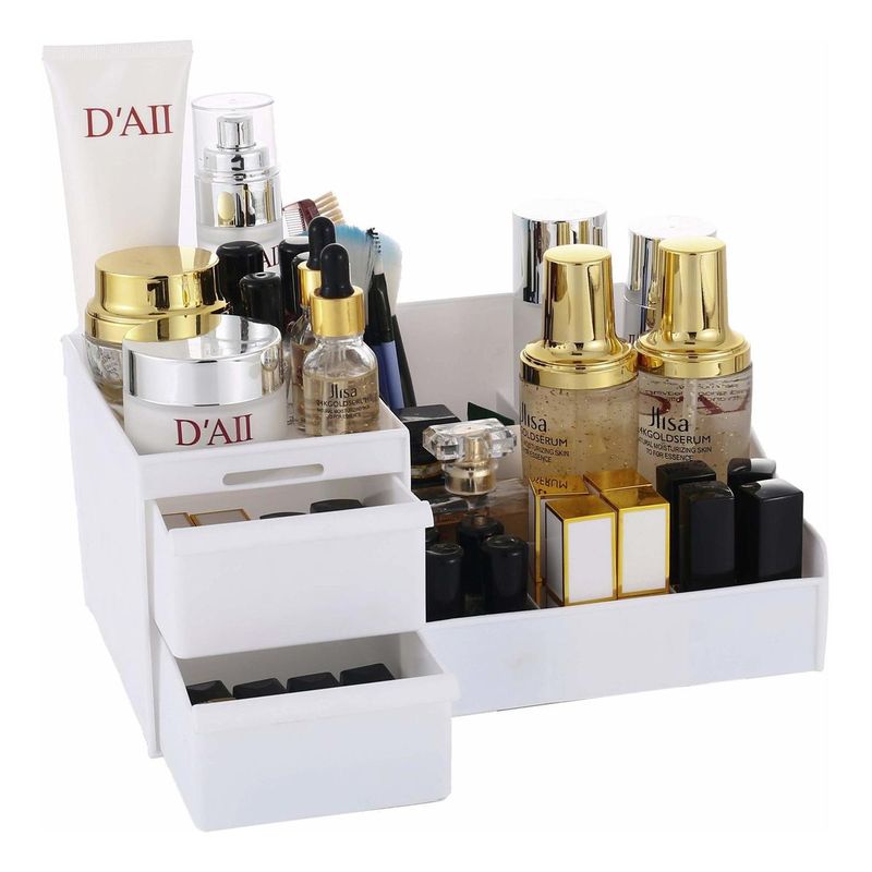GENERICO - Organizador Giratorio Blanco para Maquillaje y Accesorios