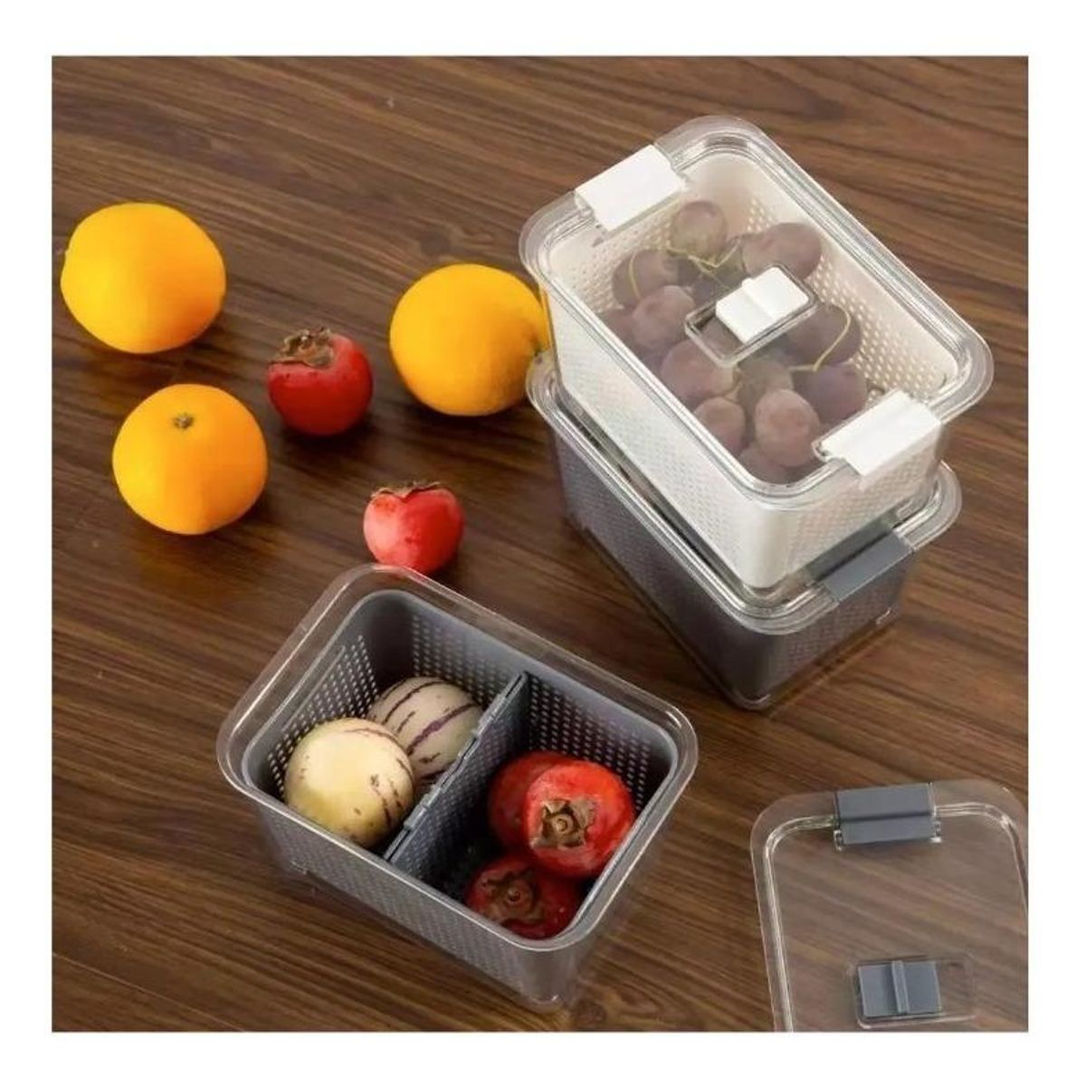 GENERICO - Caja Organizadora Sellada para Alimentos Frescos en Gris