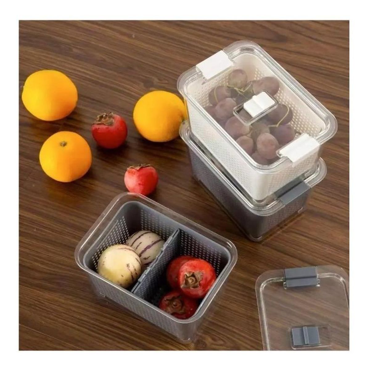 GENERICO - Caja Organizadora Sellada para Alimentos Frescos en Gris