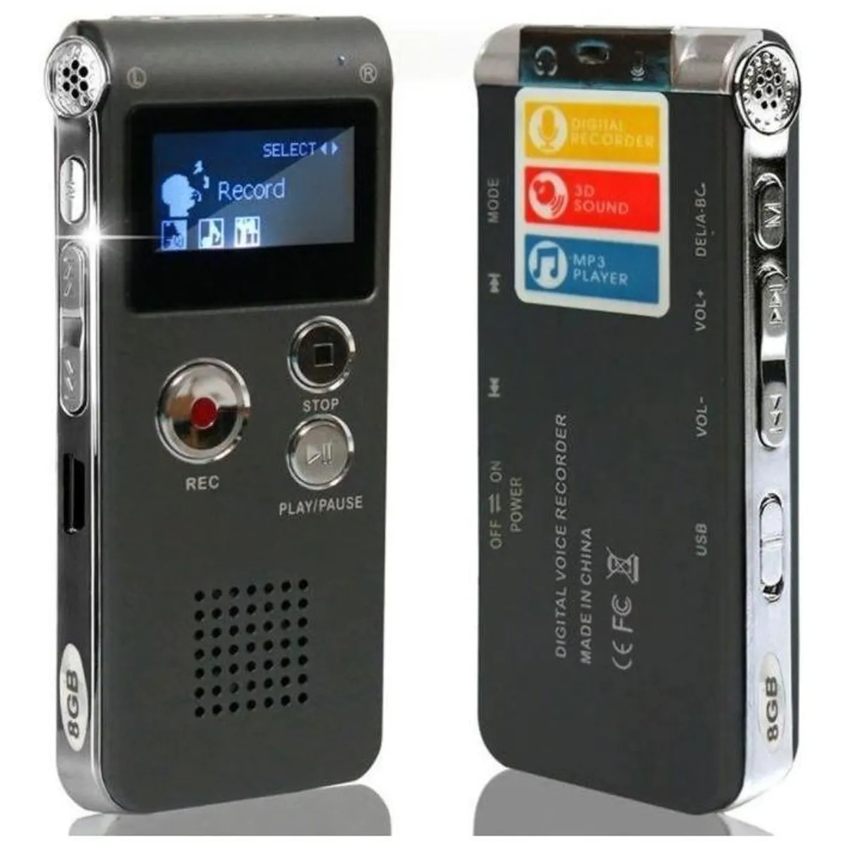 GENERICO - Grabadora Digital Profesional 8GB con Pantalla LCD y Micrófono