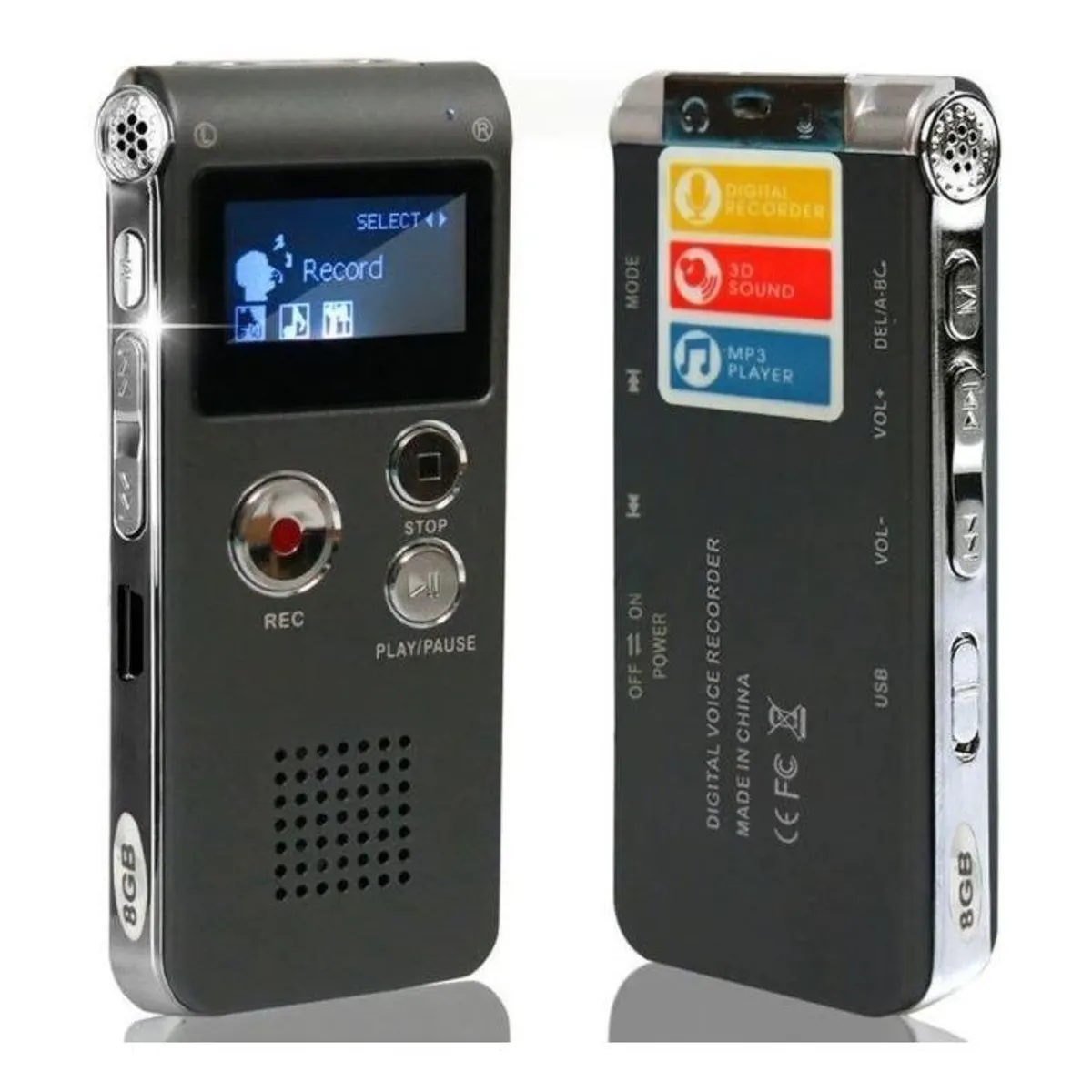 GENERICO - Grabadora Digital Profesional 8GB con Pantalla LCD y Micrófono