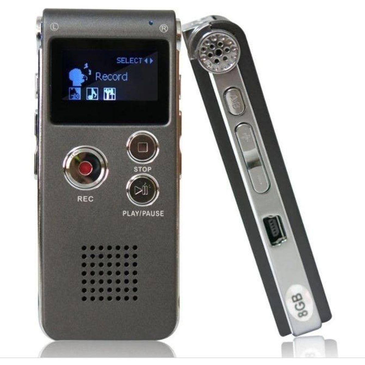 GENERICO - Grabadora Digital Profesional 8GB con Pantalla LCD y Micrófono