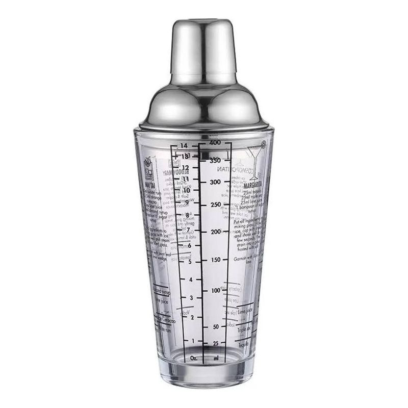 GENERICO - Coctelera de Vidrio con Recetas y Filtro de 400 mL
