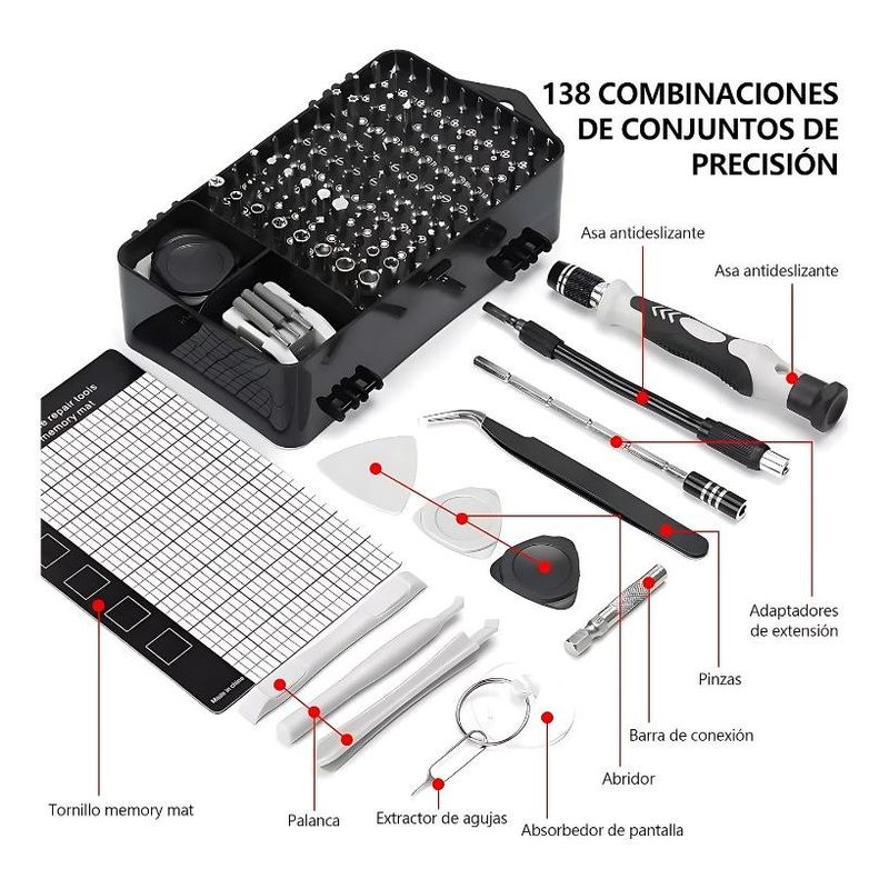 GENERICO - Juego de Destornilladores Magnéticos de Precisión 138 en 1