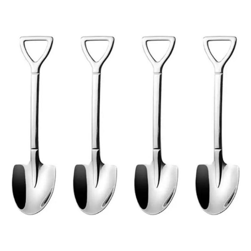 GENERICO - Cucharas de Postre en Forma de Palas - Set de 4 Unidades