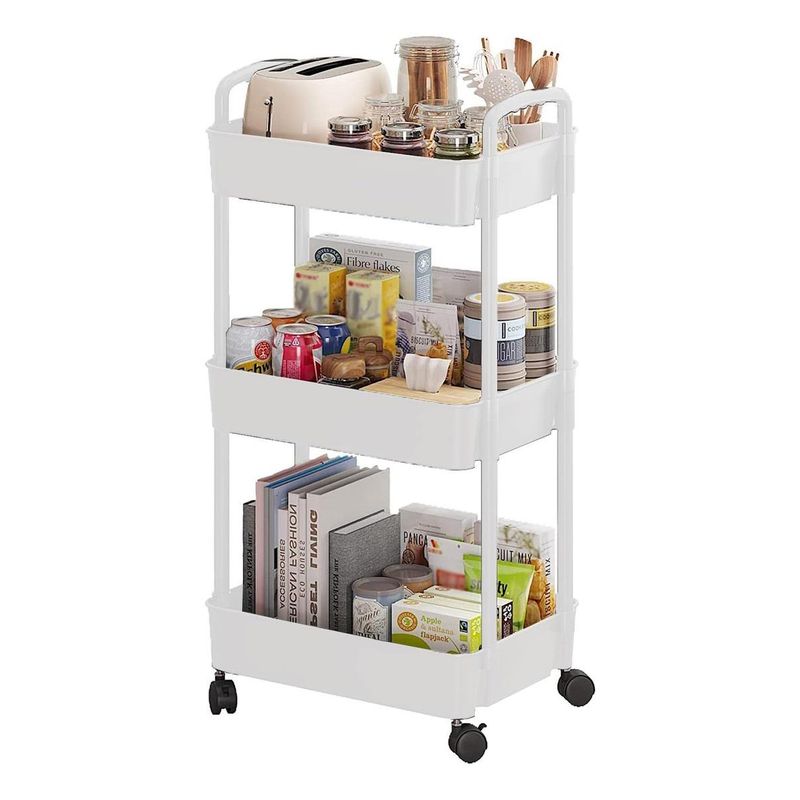 GENERICO - Carrito Organizador Multiusos con Ruedas y 3 Estantes