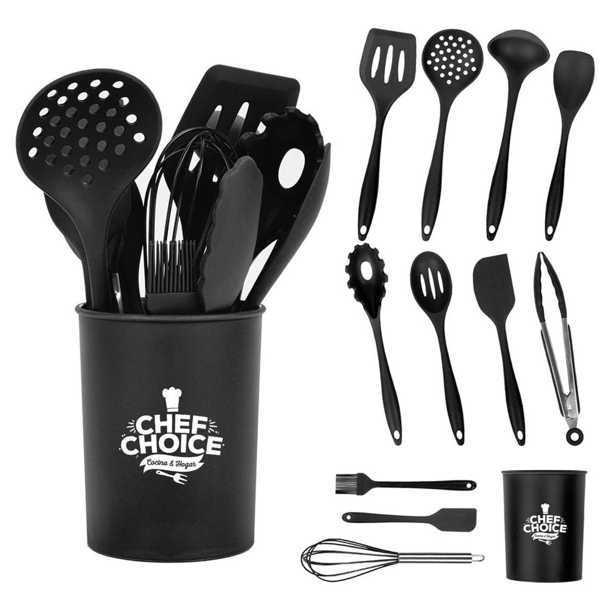 GENERICO - Set 12 Utensilios de Silicona Antiadherentes para Cocina