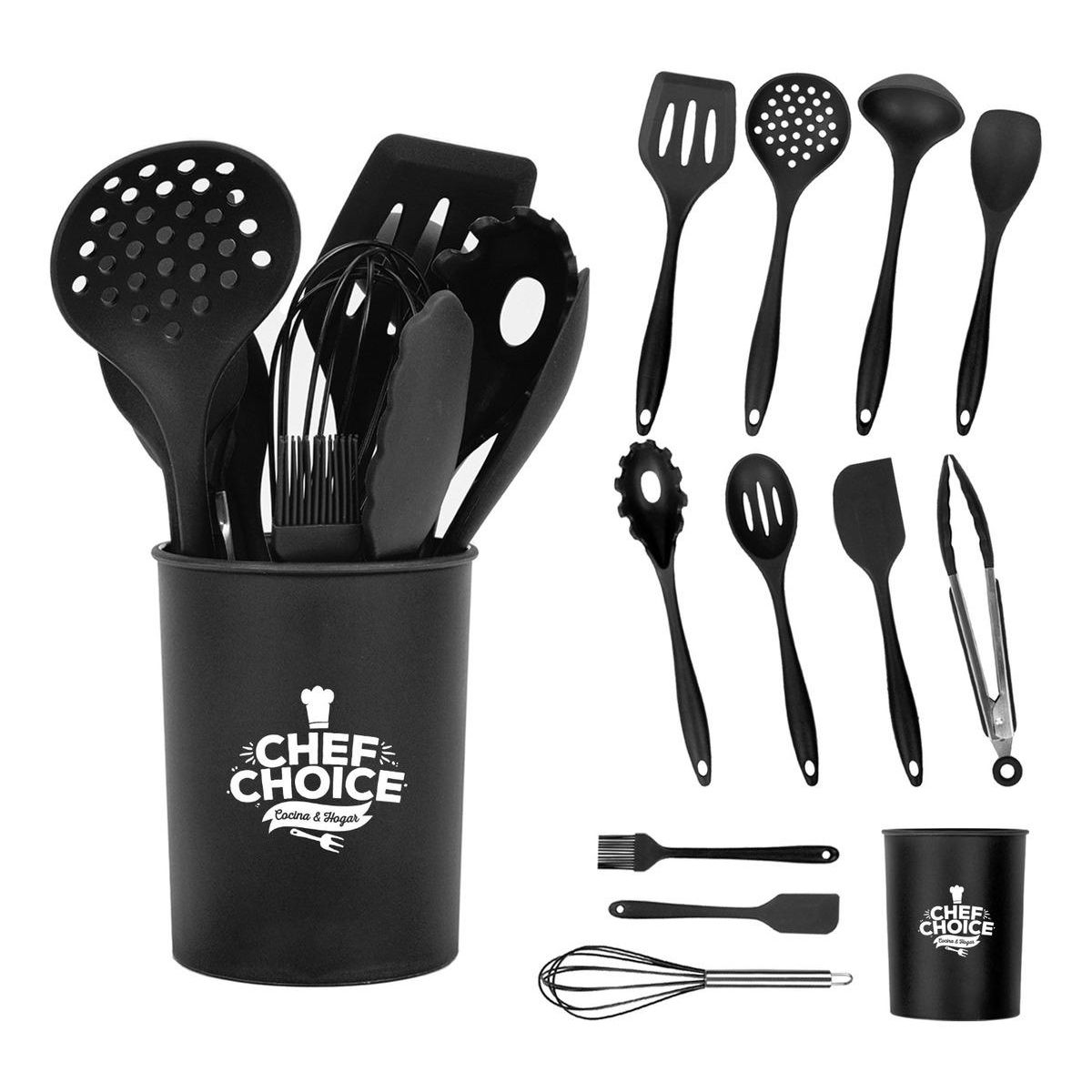 GENERICO - Set 12 Utensilios de Silicona Antiadherentes para Cocina