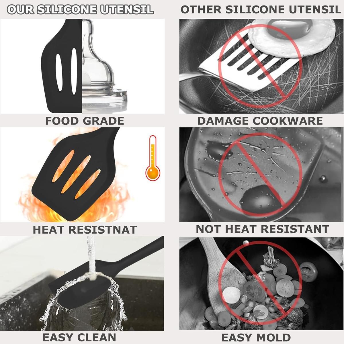 GENERICO - Set 12 Utensilios de Silicona Antiadherentes para Cocina