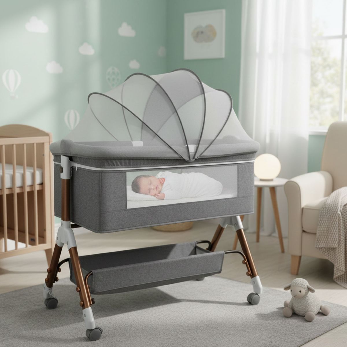 MON PETIT - Cuna Colecho Moisés Bebe Mecedora Con Mudador