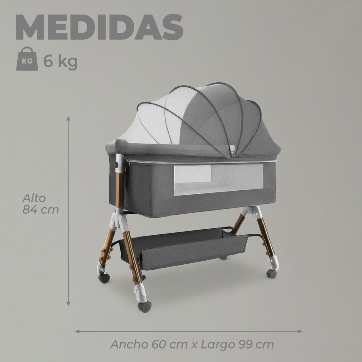 MON PETIT - Cuna Colecho Moisés Bebe Mecedora Con Mudador