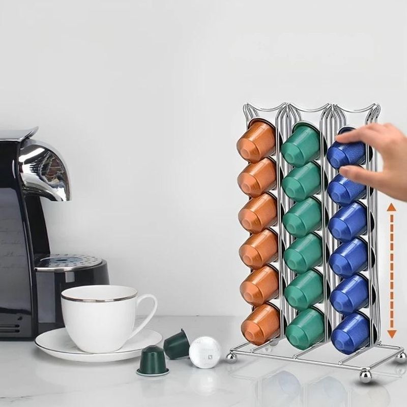 GENERICO - Soporte Elegante de Acero Inoxidable para 42 Cápsulas de Café