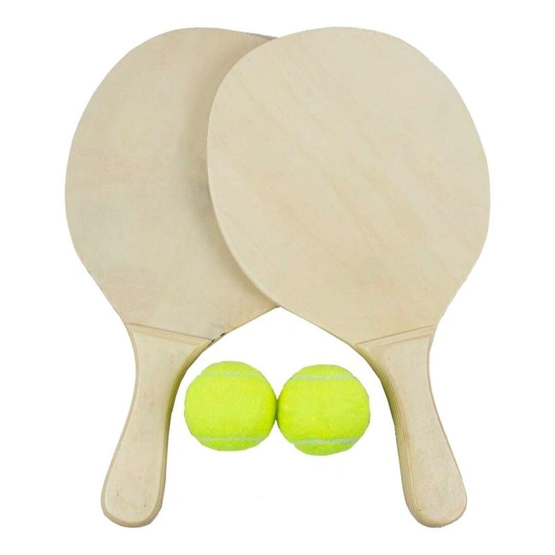 GENERICO - Set Paletas de Playa de Madera con 2 Pelotas y Bolso