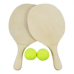 GENERICO - Set Paletas de Playa de Madera con 2 Pelotas y Bolso