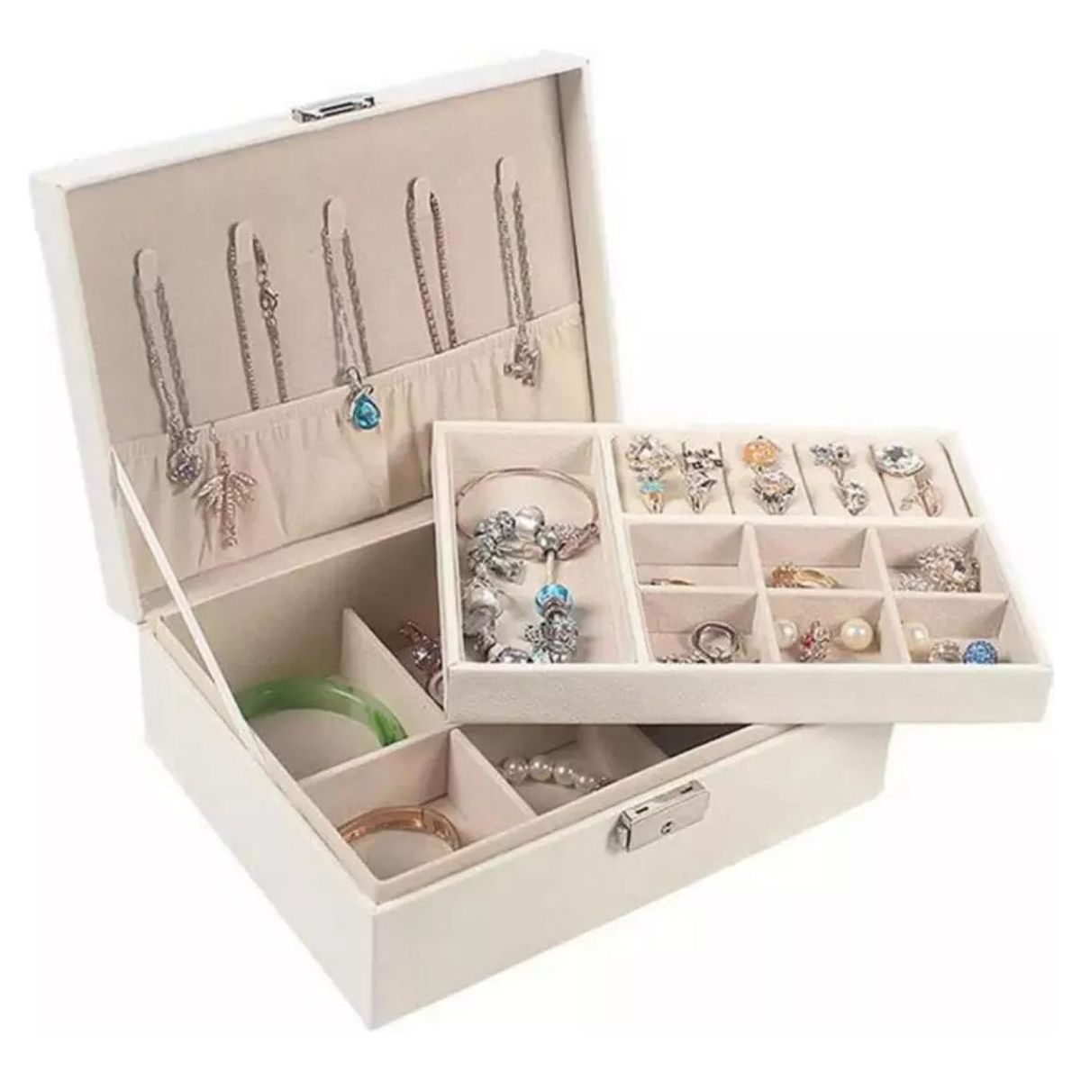 GENERICO - Joyero Organizador Elegante con Divisiones y Cerradura