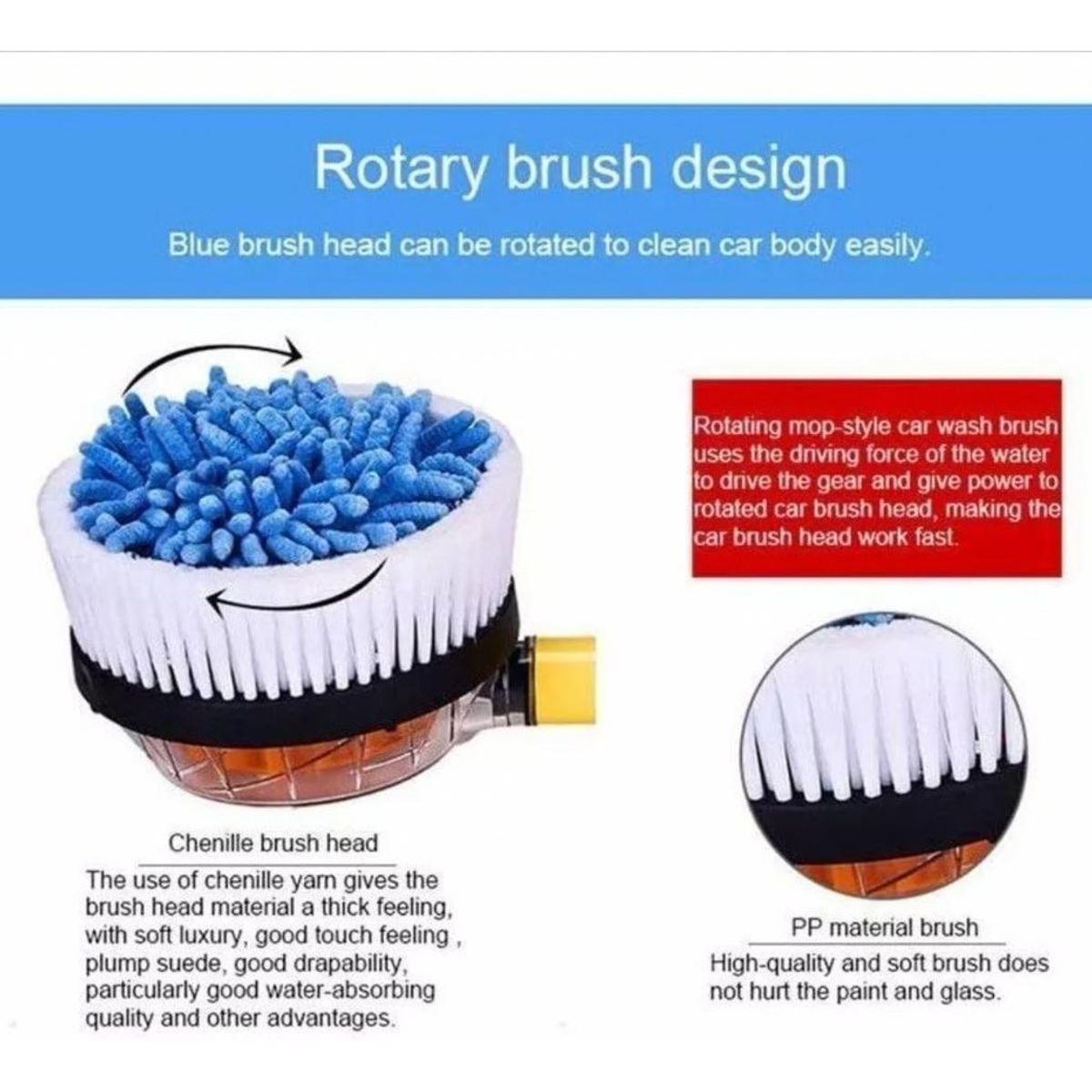 GENERICO - Cepillo Rotatorio para Lavado de Autos con Dispensión de Jabón