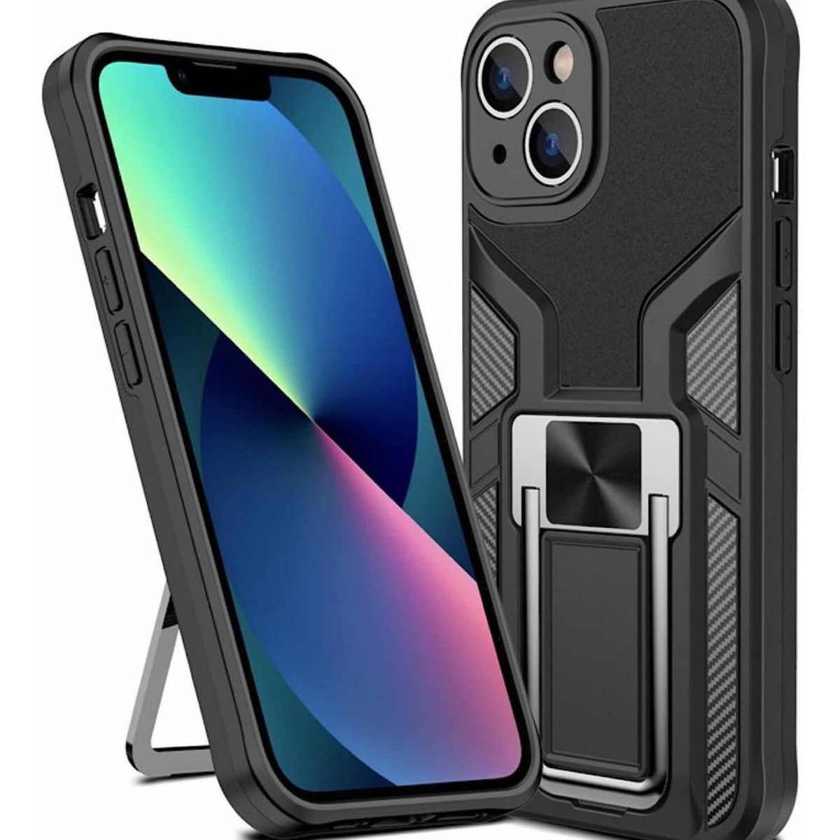 GENERICO - Funda Armor con Anillo y Protección para iPhone 13