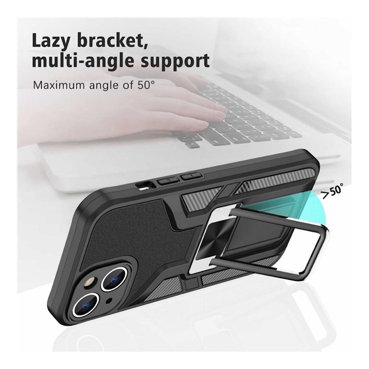 GENERICO - Funda Armor con Anillo y Protección para iPhone 13